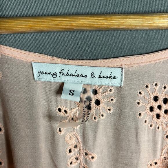 Young Fabulous and Broke Eyelet Kaftan Cover Up Dress Peach Size S - Picture 4 of 4